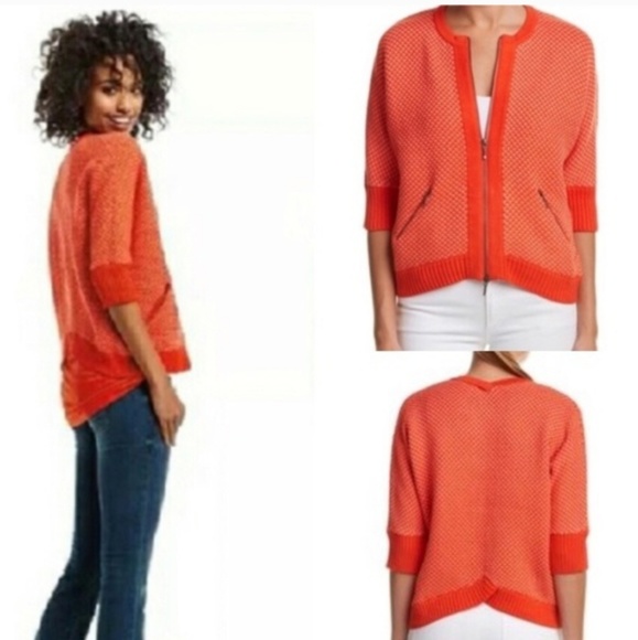 CAbi Jackets & Blazers - CAbi Cocoon Orange Cropped Zip Up Sweater